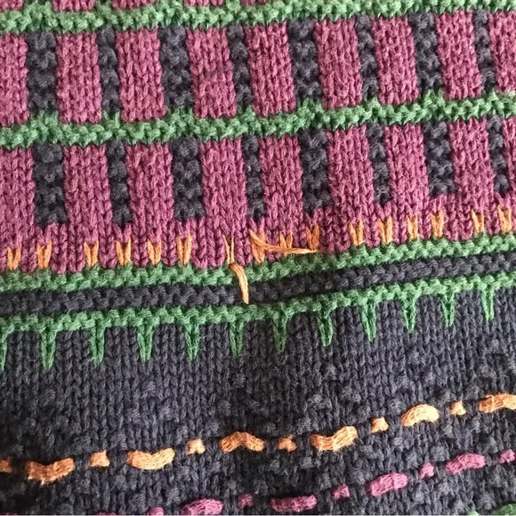 SOLD vintage 90s 3D sweater purple boxy colorful S men’s unisex - Picture 3 of 5